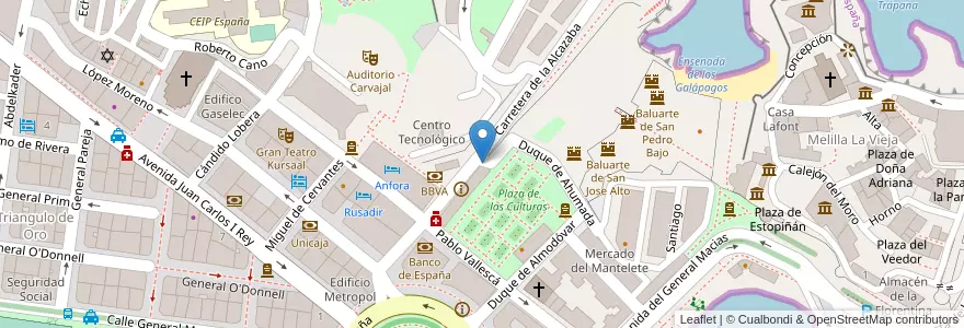 Mapa de ubicacion de Plaza de las Cuatro Culturas en Spanje, Melilla, Melilla.