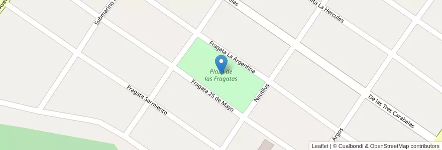 Mapa de ubicacion de Plaza de las Fragatas en 阿根廷, 布宜诺斯艾利斯省, Partido De Pinamar.