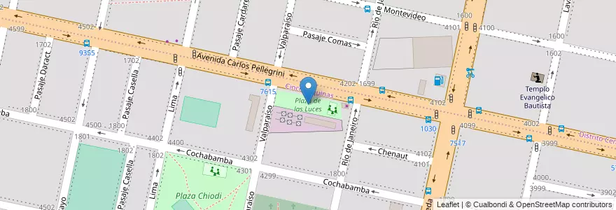 Mapa de ubicacion de Plaza de las Luces en الأرجنتين, سانتا في, Departamento Rosario, Municipio De Rosario, روساريو.
