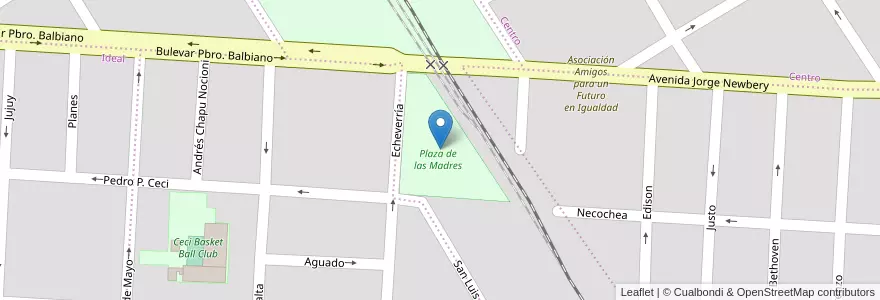 Mapa de ubicacion de Plaza de las Madres en الأرجنتين, سانتا في, Departamento San Jerónimo, Municipio De Gálvez, Gálvez.