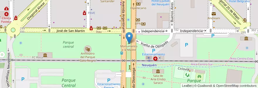 Mapa de ubicacion de Plaza de las Madres en 阿根廷, 智利, 內烏肯省, Departamento Confluencia, Municipio De Neuquén, Neuquén.
