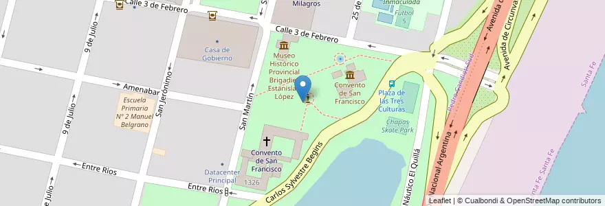Mapa de ubicacion de Plaza de las Tres Culturas en Argentina, Santa Fe, Departamento La Capital, Santa Fe Capital, Santa Fe.