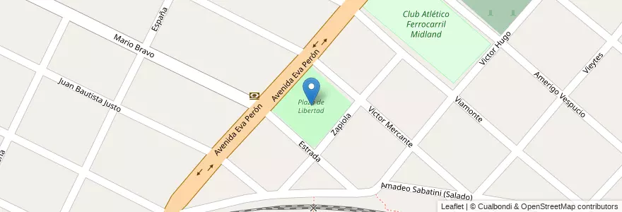 Mapa de ubicacion de Plaza de Libertad en Arjantin, Buenos Aires, Partido De Merlo, Libertad.