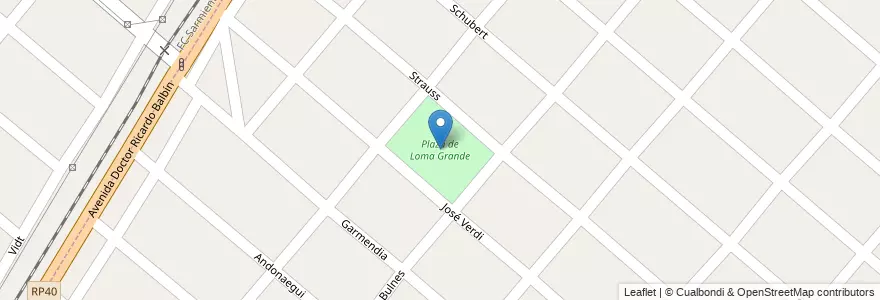 Mapa de ubicacion de Plaza de Loma Grande en 아르헨티나, 부에노스아이레스주, Partido De Merlo, Parque San Martín.