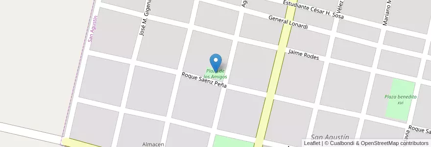 Mapa de ubicacion de Plaza de los Amigos en Argentinië, Córdoba, Departamento Calamuchita, Municipio De San Agustín, Pedanía Molinos, San Agustín.