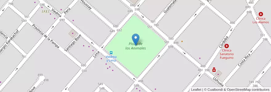 Mapa de ubicacion de Plaza de los Animales en الأرجنتين, تشيلي, Río Grande.