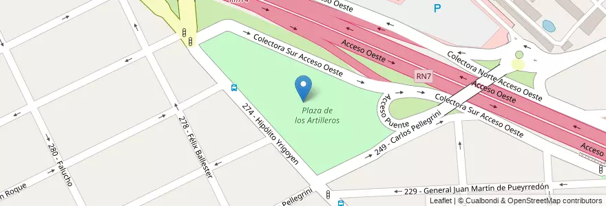 Mapa de ubicacion de Plaza de los Artilleros en Аргентина, Буэнос-Айрес, Partido De Tres De Febrero, Ciudadela.
