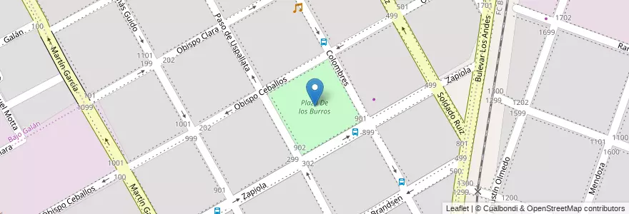 Mapa de ubicacion de Plaza De los Burros en Argentina, Córdoba, Departamento Capital, Pedanía Capital, Cordoba, Municipio De Córdoba.