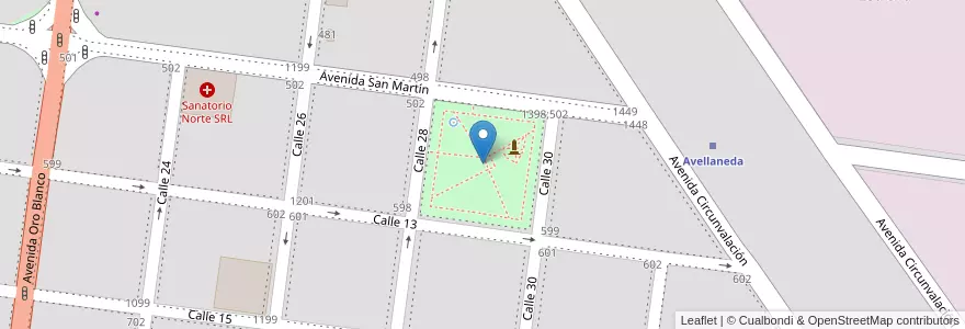 Mapa de ubicacion de Plaza de los Colonizadores en 阿根廷, Santa Fe, Departamento General Obligado, Municipio De Avellaneda.