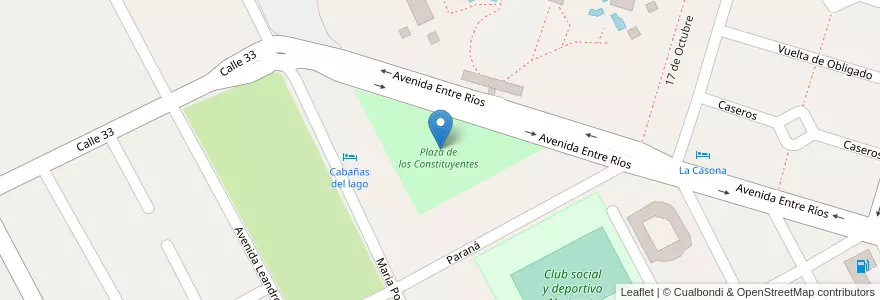 Mapa de ubicacion de Plaza de los Constituyentes en 아르헨티나, 엔트레리오스주, Departamento Federación, Distrito Gualeguaycito, Federación.