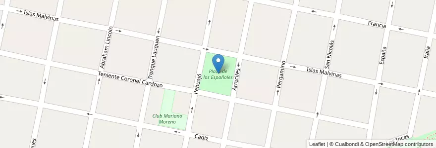 Mapa de ubicacion de Plaza de los Españoles en アルゼンチン, ブエノスアイレス州, Partido De Morón, Castelar.
