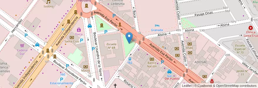 Mapa de ubicacion de Plaza de los Estudiantes en アルゼンチン, サンタクルス州, チリ, Mercado De La Ciudad, Deseado, Caleta Olivia.