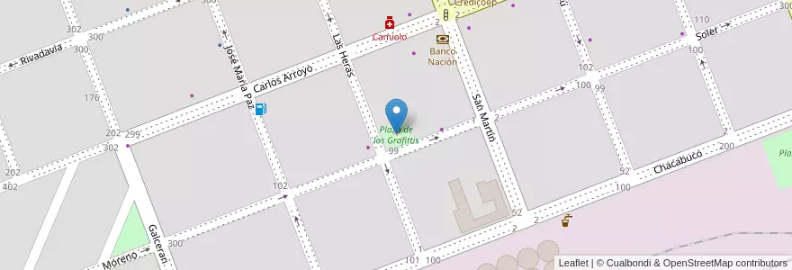 Mapa de ubicacion de Plaza de los Grafittis en Argentinien, Provinz Buenos Aires, Partido De Carlos Casares, Carlos Casares.