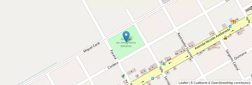 Mapa de ubicacion de Plaza de los Inmigrantes Italianos en Argentina, Buenos Aires, Partido De San Fernando.