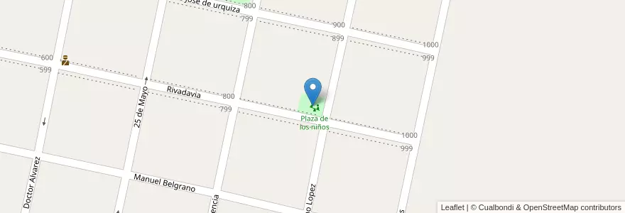 Mapa de ubicacion de Plaza de los niños en Arjantin, Santa Fe, Municipio De Chañar Ladeado, Departamento Caseros.