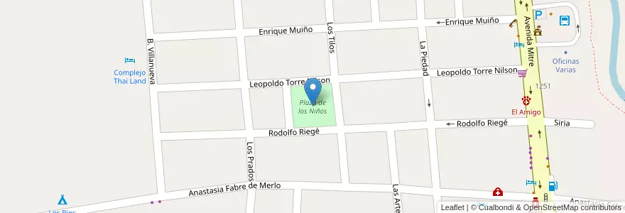 Mapa de ubicacion de Plaza de los Niños en アルゼンチン, コルドバ州, Departamento San Alberto, Pedanía Tránsito, Mina Clavero, Municipio De Mina Clavero.