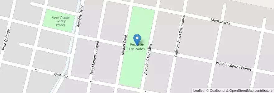 Mapa de ubicacion de Plaza de Los Niños en Argentina, Córdova, Departamento San Javier, Pedanía Dolores, Municipio De Villa Dolores, Villa Dolores.