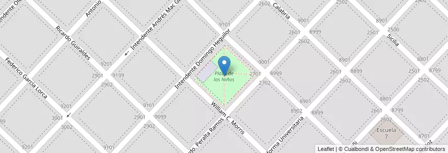Mapa de ubicacion de Plaza de los Niños en الأرجنتين, بوينس آيرس, Partido De General Pueyrredón, مار ديل بلاتا.
