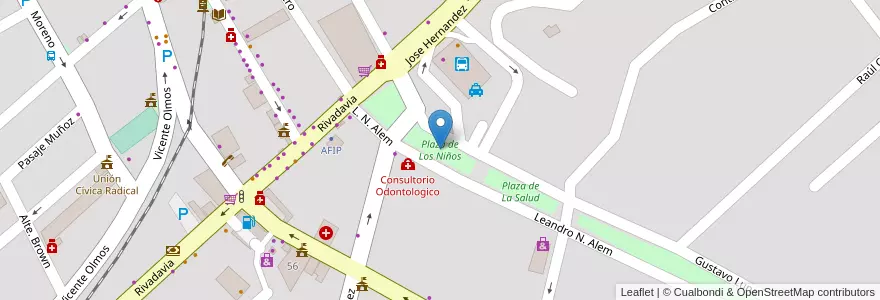 Mapa de ubicacion de Plaza de Los Niños en Arjantin, Córdoba, Departamento Cruz Del Eje, Municipio De Cruz Del Eje, Pedanía Cruz Del Eje, Cruz Del Eje.