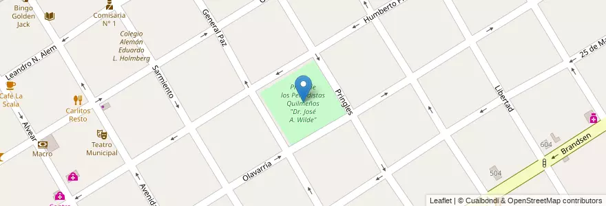 Mapa de ubicacion de Plaza de los Periodistas Quilmeños "Dr. José A. Wilde" en آرژانتین, استان بوئنوس آیرس, Partido De Quilmes, Quilmes.