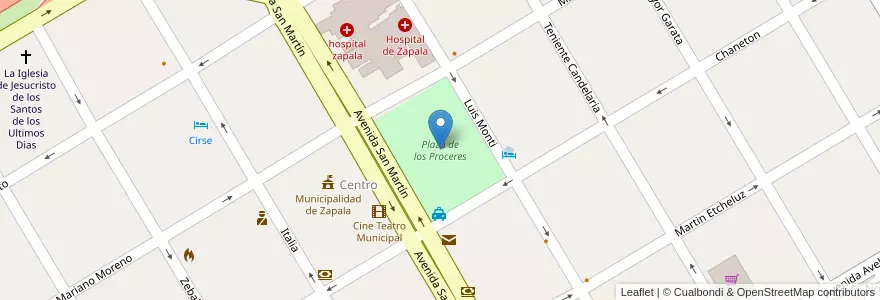 Mapa de ubicacion de Plaza de los Proceres en 阿根廷, 智利, 內烏肯省, Departamento Zapala, Zapala, Zapala.