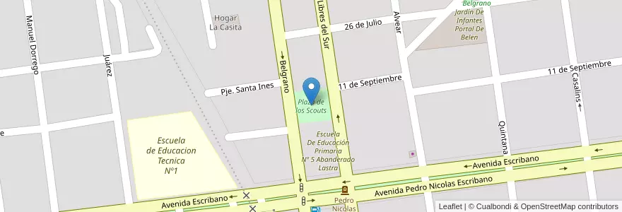 Mapa de ubicacion de Plaza de los Scouts en アルゼンチン, ブエノスアイレス州, Partido De Chascomús, Chascomús.