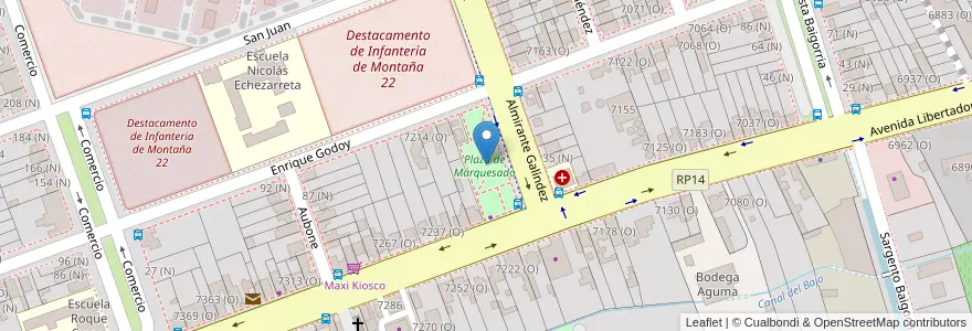 Mapa de ubicacion de Plaza de Marquesado en Argentinien, San Juan, Chile, Rivadavia.