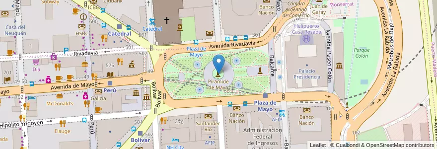 Mapa de ubicacion de Plaza de Mayo, Montserrat en الأرجنتين, Ciudad Autónoma De Buenos Aires, Comuna 1, Buenos Aires.