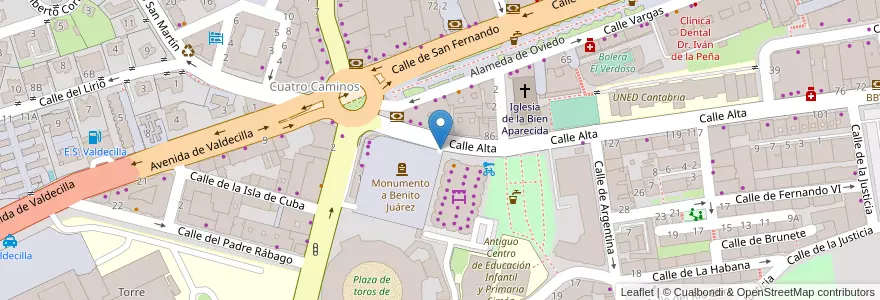 Mapa de ubicacion de Plaza de México en 西班牙, Cantabria, 坎塔布里亚, Santander, Santander.