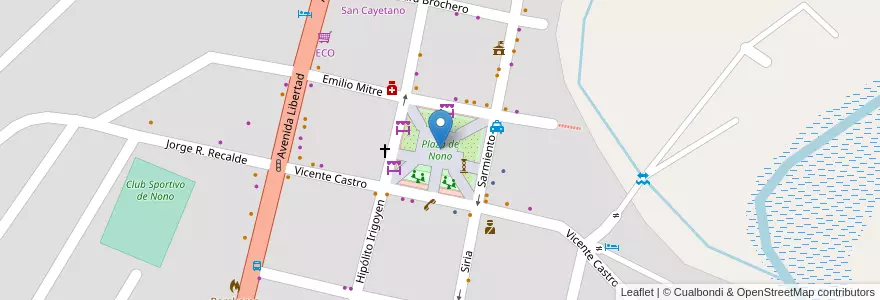 Mapa de ubicacion de Plaza de Nono en Argentinien, Provinz Córdoba, Departamento San Alberto, Municipio De Nono, Pedanía Nono, Nono.