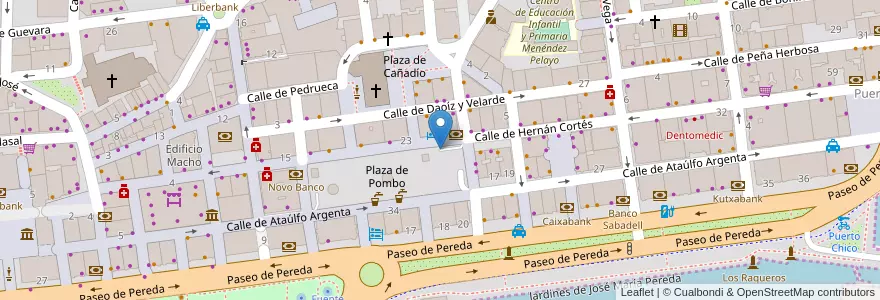 Mapa de ubicacion de Plaza de Pombo en 스페인, Cantabria, Cantabria, Santander, Santander.