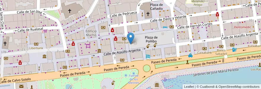 Mapa de ubicacion de Plaza de Pombo en اسپانیا, Cantabria, استان کانتابریا, Santander, Santander.