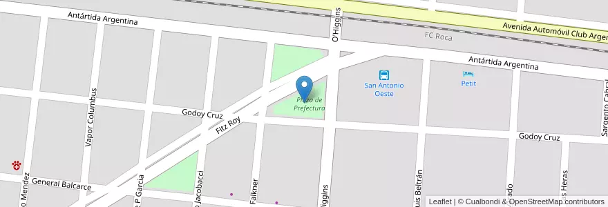Mapa de ubicacion de Plaza de Prefectura en 阿根廷, 内格罗河省, Departamento San Antonio, San Antonio Oeste, San Antonio Oeste.
