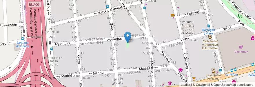 Mapa de ubicacion de Plaza de Proximidad Aguaribay, Versalles en 阿根廷, Ciudad Autónoma De Buenos Aires, 布宜诺斯艾利斯, Comuna 10.