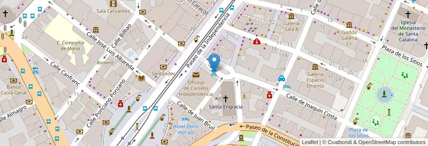Mapa de ubicacion de Plaza de Santa Engracia en 西班牙, Aragón, 萨拉戈萨, Zaragoza, 萨拉戈萨.