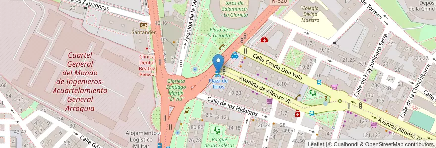Mapa de ubicacion de Plaza de Toros en Spanje, Castilië En León, Salamanca, Campo De Salamanca, Salamanca.