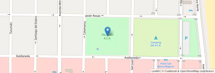 Mapa de ubicacion de Plaza del A.C.A. en الأرجنتين, Partido De La Costa, Mar De Ajó.