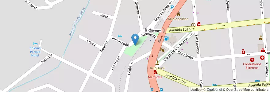 Mapa de ubicacion de Plaza del andén en 아르헨티나, Córdoba, Departamento Punilla, Pedanía San Antonio, Municipio De La Falda.