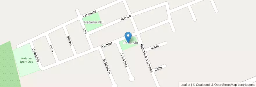 Mapa de ubicacion de Plaza del Barrio 19 de Abril en Arjantin, San Juan, Şili, Chimbas.