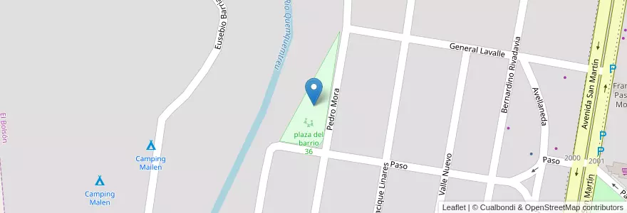 Mapa de ubicacion de plaza del barrio 36 en Argentina, Chile, Río Negro Province, Departamento Bariloche, El Bolsón.