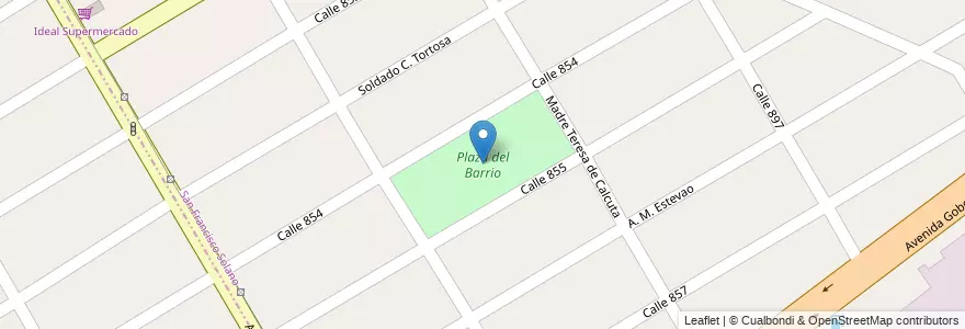 Mapa de ubicacion de Plaza del Barrio en アルゼンチン, ブエノスアイレス州, Partido De Quilmes, San Francisco Solano.