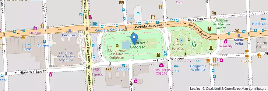 Mapa de ubicacion de Plaza del Congreso, Montserrat en 阿根廷, Ciudad Autónoma De Buenos Aires, 布宜诺斯艾利斯.
