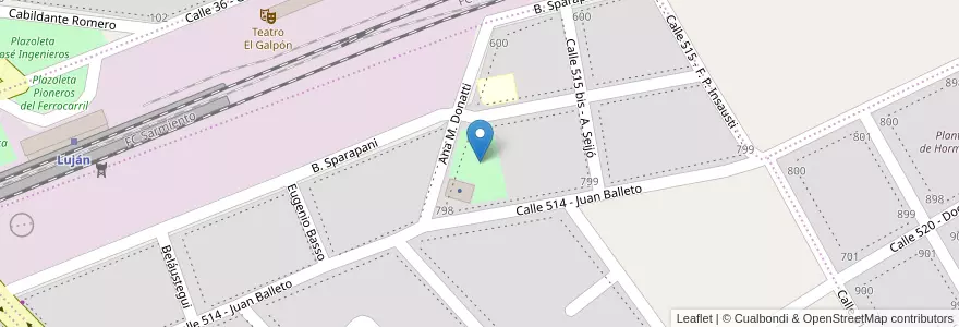 Mapa de ubicacion de Plaza del Cooperativismo en アルゼンチン, ブエノスアイレス州, Partido De Luján.
