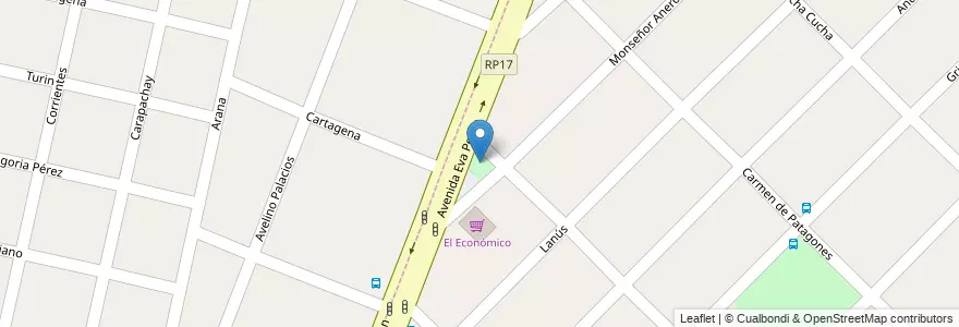 Mapa de ubicacion de Plaza del Económico en Argentina, Provincia Di Buenos Aires, Partido De Morón, Castelar.