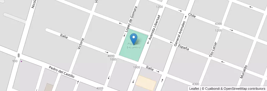 Mapa de ubicacion de Plaza del Encuentro en Argentinien, Chile, Mendoza, Departamento Guaymallén, Distrito Villa Nueva.