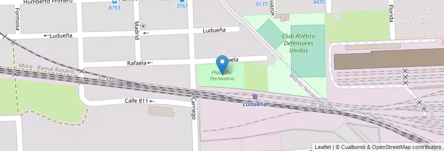 Mapa de ubicacion de Plaza Del Ferroviario en Argentine, Santa Fe, Departamento Rosario, Municipio De Rosario, Rosario.