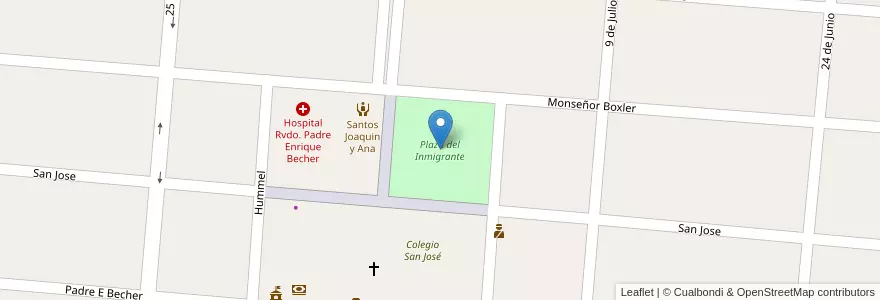 Mapa de ubicacion de Plaza del Inmigrante en 阿根廷, 恩特雷里奥斯省, Departamento Uruguay, Distrito Genacito.