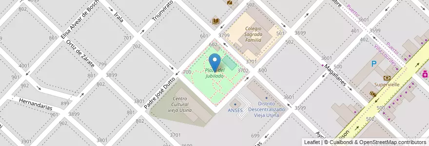 Mapa de ubicacion de Plaza del Jubilado en Argentinië, Buenos Aires, Partido De General Pueyrredón, Mar Del Plata.