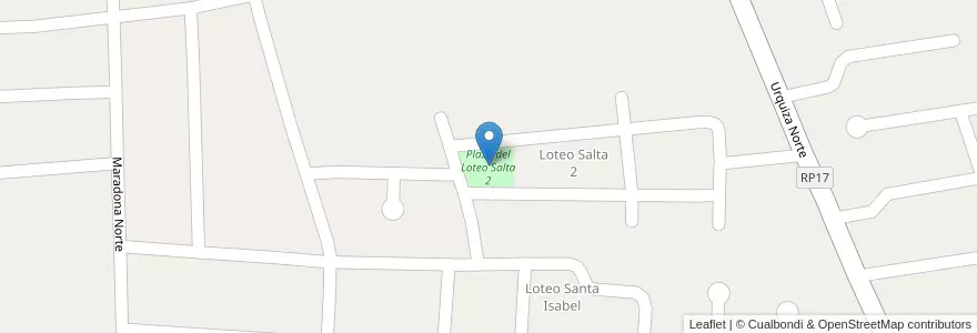 Mapa de ubicacion de Plaza del Loteo Salta 2 en アルゼンチン, サンフアン州, チリ, Chimbas.