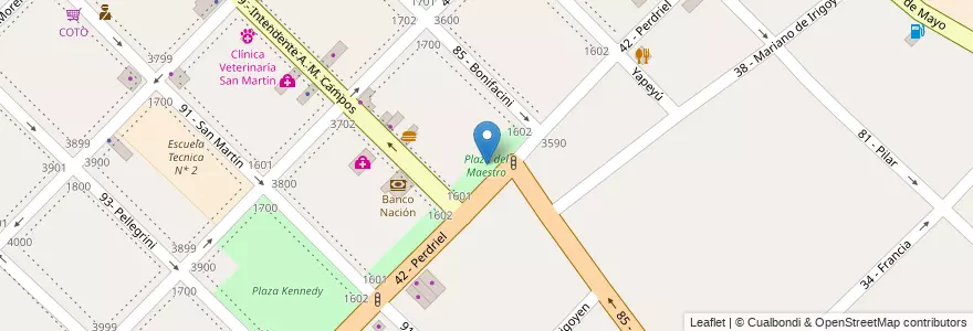 Mapa de ubicacion de Plaza del Maestro en Arjantin, Buenos Aires, Partido De General San Martín, General San Martín, Villa Lynch.